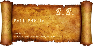 Bali Béla névjegykártya