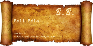 Bali Béla névjegykártya